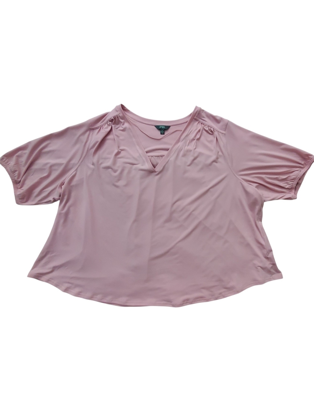 Terra & Sky Dusty Pink V-Neck Short Sleeve Blouse